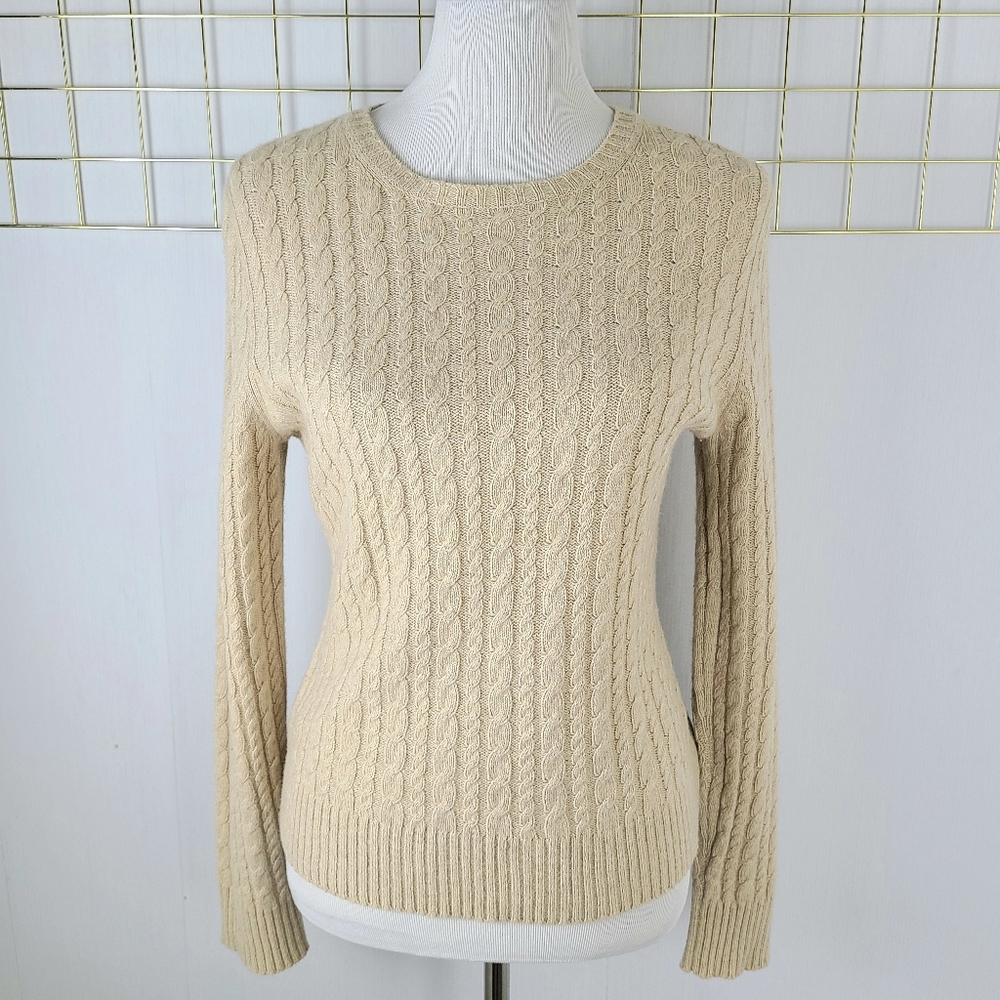 Express Design Studio Cashmere Angora Rabbit Cable Knit Coastal Vintage Sweater